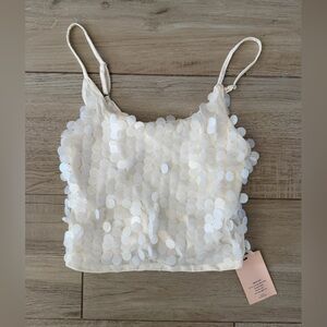 White Sequin Sleeveless Top